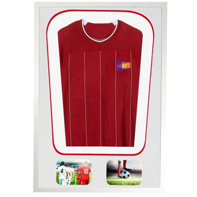 Vivarti DIY Tapered 3D Dbl Mounted + Dbl Aperture Sports Shirt Gloss White Frame 50 x 70cm White/Red Mount,White Backing Card