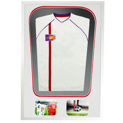 Vivarti DIY Tapered 3D Dbl Mounted + Dbl Aperture Sports Shirt White Frame 59.4 x 84cm White/Red Mount,Black Backing Card