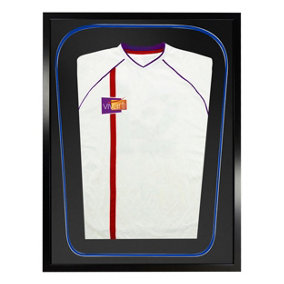 Vivarti DIY Tapered 3D Double Mounted Sports Shirt Display Black Frame 40 x 50cm Black/Blue Mount,Black Backing Card