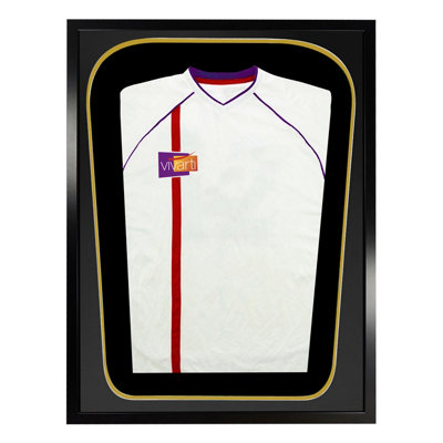 Vivarti DIY Tapered 3D Double Mounted Sports Shirt Display Black Frame 40 x 50cm Black/Gold Mount,Black Backing Card