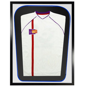 Vivarti DIY Tapered 3D Double Mounted Sports Shirt Display Black Frame 40 x 50cm White/Blue Mount,Black Backing Card
