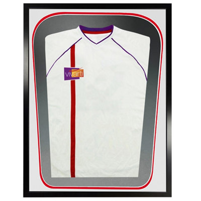 Vivarti DIY Tapered 3D Double Mounted Sports Shirt Display Black Frame 50 x 70cm White/Red Mount,Black Backing Card