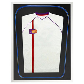 Vivarti DIY Tapered 3D Double Mounted Sports Shirt Display Gloss White Frame 40 x 50cm Black/Blue Mount,Black Backing Card