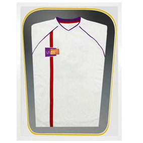Vivarti DIY Tapered 3D Double Mounted Sports Shirt Display Gloss White Frame 40 x 50cm White/Gold Mount,Black Backing Card