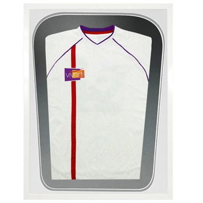 Vivarti DIY Tapered 3D Double Mounted Sports Shirt Display White Frame 60 x 80cm White/Silver Mount,Black Backing Card