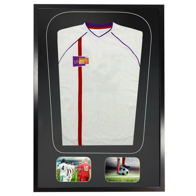 Vivarti DIY Tapered 3D Mounted+ Double Aperture Sports Shirt Display Black Frame 50 x 70cm Black Mount,Black Backing Card