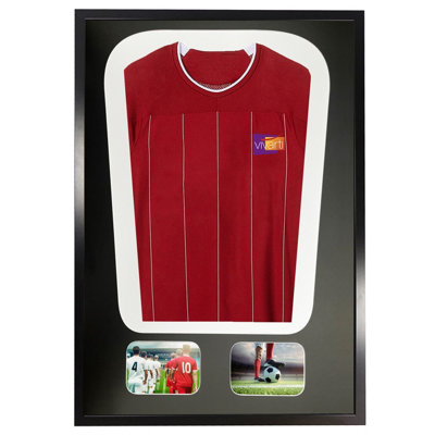 Vivarti DIY volwassen 3D-gemonteerd sportshirt displayframe 60 x 80 cm - wit frame, zwarte houder, witte rugkaart