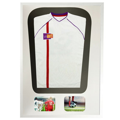 Vivarti DIY Tapered 3D Mounted+ Double Aperture Sports Shirt Display White Frame 50 x 70cm White Mount,Black Backing Card