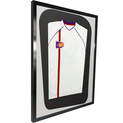 Vivarti DIY Tapered 3D Mounted Sports Shirt Display Gloss Black Frame 60 x 80cm White Mount,Black Backing Card