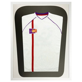 Vivarti DIY Tapered 3D Mounted Sports Shirt Display Gloss White Frame 40 x 50cm White Mount,Black Backing Card