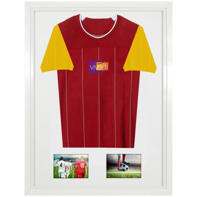 Vivarti DIY Tapered Sleeve 3D Mounted + Double Aperture Sports Shirt Gloss White Frame 59.4 x 84cm White Inner,White Backing Card