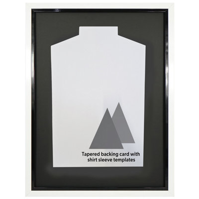 Vivarti DIY Tapered Sleeve Standard Sports Shirt Display Gloss White Frame 40 x 50cm Black Inner Frame,Black Backing Card