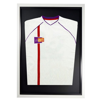 Vivarti DIY Tapered Standard Sports Shirt Display Gloss White Frame 40 x 50cm Black Inner Frame,Black Backing Card