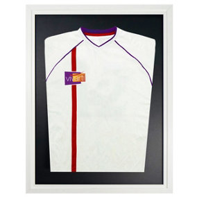 Vivarti DIY Tapered Standard Sports Shirt Display Gloss White Frame 40 x 50cm White Inner Frame,Black Backing Card