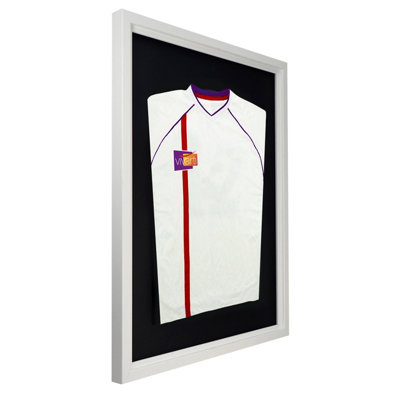 Vivarti DIY Tapered Standard Sports Shirt Display Gloss White Frame 40 x 50cm White Inner Frame,Black Backing Card