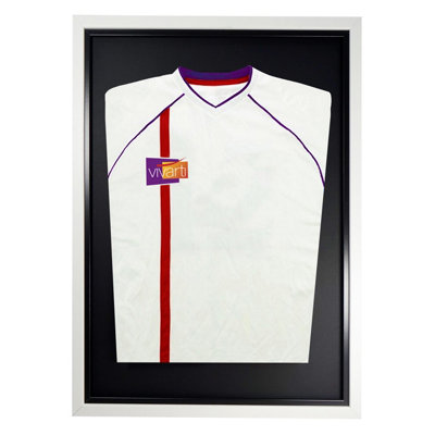 Vivarti DIY Tapered Standard Sports Shirt Display Gloss White Frame 50 x 70cm Black Inner Frame,Black Backing Card