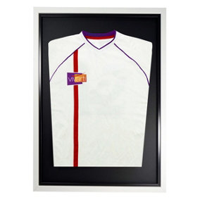 Vivarti DIY Tapered Standard Sports Shirt Display Gloss White Frame 60 x 80cm Black Inner Frame,Black Backing Card