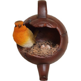 Vivd Arts Hanging Robins Nest in a Teapot Garden Decoration