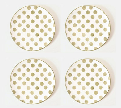 Vivense Ceramic Dessert Plates Set of 4 21 cm Verde Dots