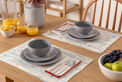 Vivense Pure Ceramic Plates Set of 4, Grey,  7 inches (19 cm)