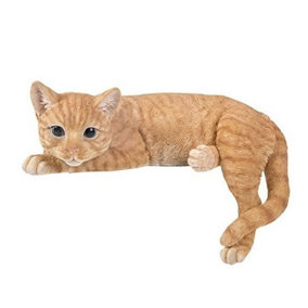 Vivid Arts Real Life Large Laying Ginger Cat Garden Ornament