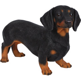 Vivid Arts Real Life Sitting Dachsund Black and Brown (Size D)