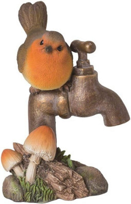 Vivid Arts Robin on Garden Tap Garden Ornament