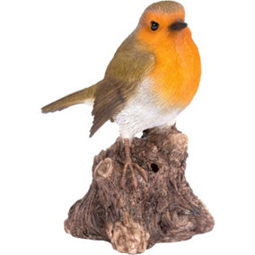Vivid Arts Singing Robin on a Stump Garden Ornament