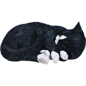 Vivid Arts Sleeping Black and White Cat Garden Ornament