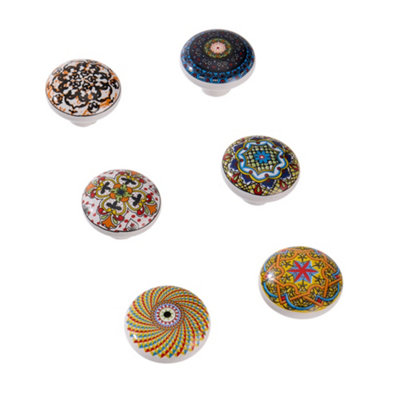 Vivid Ceramic Kitchen Knob Pulls Set of 6