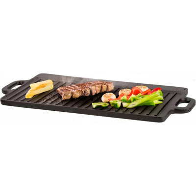 ViVo Pro Non-Stick Cast Iron Reversible Griddle Plate Pan BBQ & Hob Cooking New