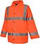VizWear 2XL Orange High Visibility 300D Quilted Waterproof 3/4 Length Parka Coat