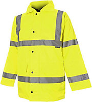 VizWear 2XL Yellow High Visibility 300D Quilted Waterproof 3/4 Length Parka Coat