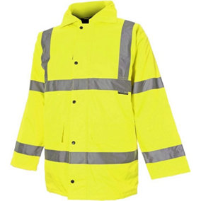 VizWear 2XL Yellow High Visibility 300D Quilted Waterproof 3/4 Length Parka Coat
