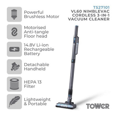 VL60 Nimblevac Anti-Tangle Cordless Vacuum Cleaner with Brushless Motor