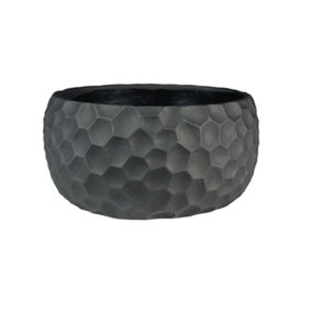 Vogue Black Honeycomb Indoor Plant Pot Bowl - Ceramic. (Dia 23 cm)