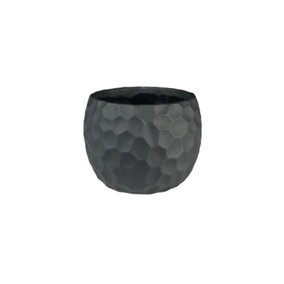 Vogue Black Honeycomb Indoor Plant Pot - Ceramic.  (H11 x W14 cm)