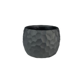 Vogue Black Honeycomb Indoor Plant Pot - Ceramic.  (H12 x W15 cm)