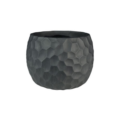 Vogue Black Honeycomb Indoor Plant Pot - Ceramic.  (H12 x W15 cm)