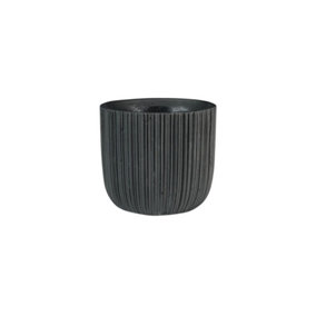 Vogue Black Linear Indoor Plant Pot - Ceramic.  (H11 x W12 cm)