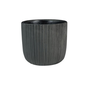 Vogue Black Linear Indoor Plant Pot - Ceramic. Large  (H16 x W17 cm)