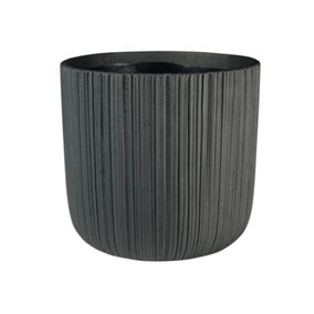 Vogue Black Linear Indoor Plant Pot - Ceramic. Large  (H20 x W21 cm)