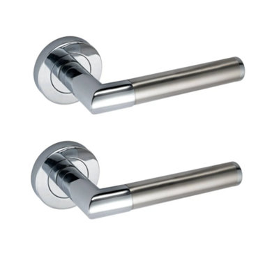 Vogue Lever On Rose Door Handle Dual Satin & Polished Chrome Finish ...