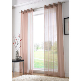 Voile Ring Top Curtain Panel 150cm x 137cm Coffee