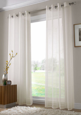 Voile Ring Top Curtain Panel 150cm x 137cm Ivory