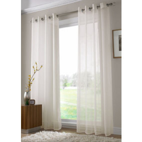Voile Ring Top Curtain Panel 150cm x 137cm Ivory