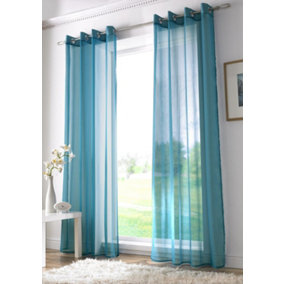 Voile Ring Top Curtain Panel 150cm x 137cm Teal