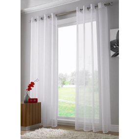 Voile Ring Top Curtain Panel 150cm x 137cm White
