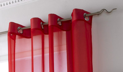 Voile Ring Top Curtain Panel 150cm x 183cm Red