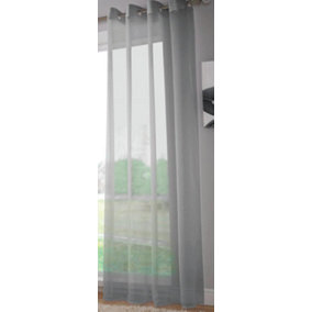Voile Ring Top Curtain Panel 150cm x 229cm Silver